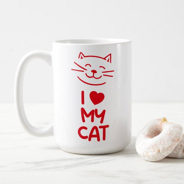 Ich liebe meine Katze Kaffeetasse (Mit Donut)