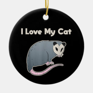 Ich liebe meine Katze lustiger Opossum Keramik Ornament