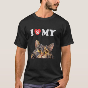 Ich liebe meine Katze Manx Kätzchen Lustige Katzen T-Shirt