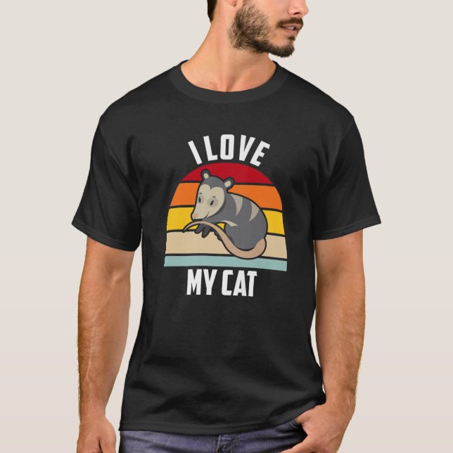 Ich Liebe meine Katze Opossum Funny Possum T-Shirt (Vorderseite)