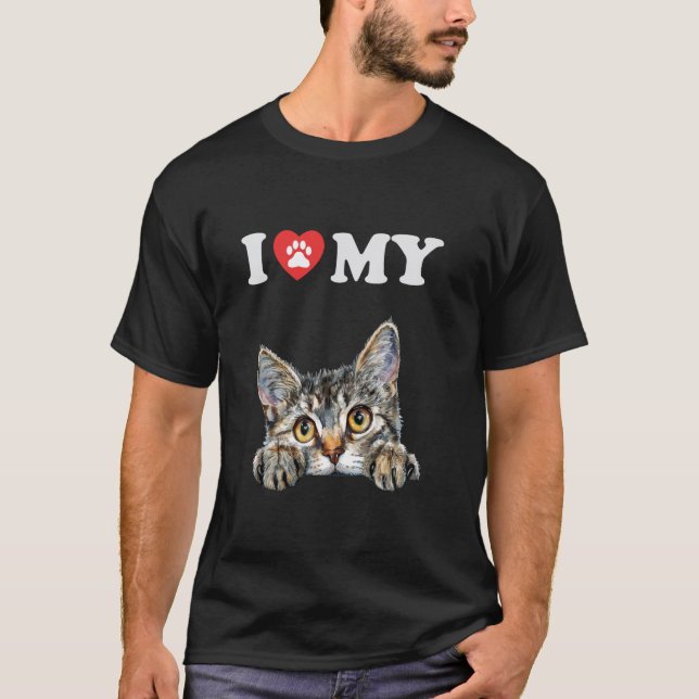 Ich liebe meine Katze Pixie Bob Kätzchen Lustiger  T-Shirt (Vorderseite)