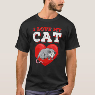Ich liebe meine Katze Possum Lustig Süße Opossum L T-Shirt