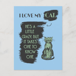 Ich liebe meine Katze Postkarte