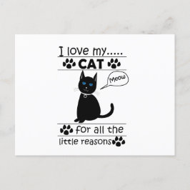 Ich liebe meine Katze schwarze Katze Postkarte