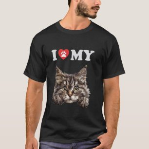 Ich Liebe meine Katze Siberischer Wald Kitten Funn T-Shirt