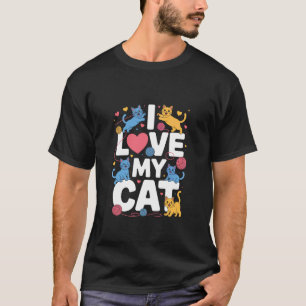 Ich liebe meine Katze süße Kätzchen Herz Garn T-Shirt