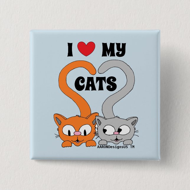 Ich Liebe meine Katzen niedliche Cartoon Katzen Li Button (Vorderseite)