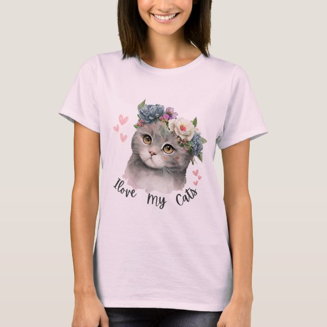 Ich liebe meine Katzen  T-Shirt (Vorderseite)