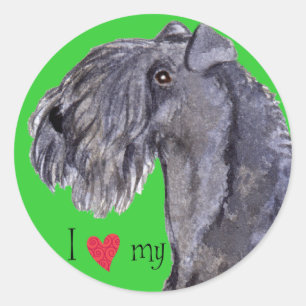 Ich Liebe meine Kerry Blue Terrier Runder Aufkleber