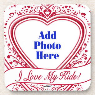 Ich Liebe meine Kinder! Foto Red Hearts Untersetzer