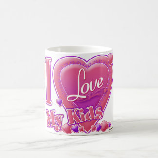 Ich Liebe meine Kinder rosa/lila - Herz Tasse