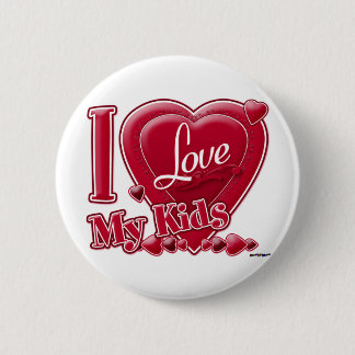 Ich Liebe meine Kinder rot - Herz Button