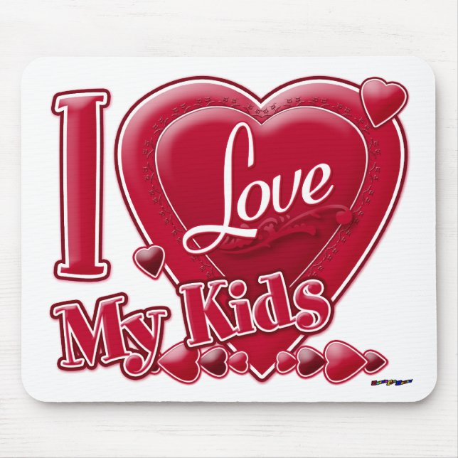 Ich Liebe meine Kinder rot - Herz Mousepad (Vorne)