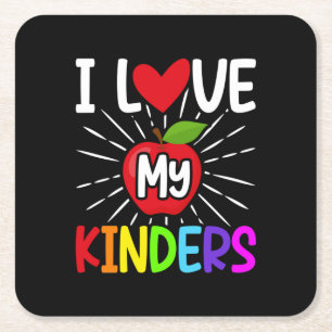 Ich Liebe meine Kinder zurück in die Schule Rechteckiger Pappuntersetzer