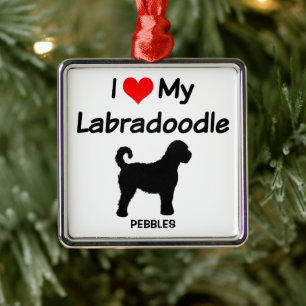 Ich Liebe meine Labradoodle Hund Silhouette Ornament Aus Metall