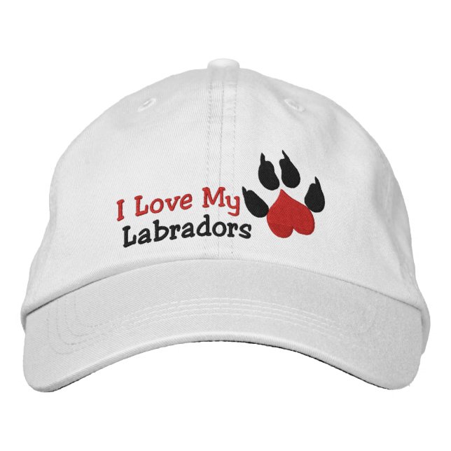 Ich Liebe meine Labradors Dog Paw Print Bestickte Baseballkappe (Vorderseite)