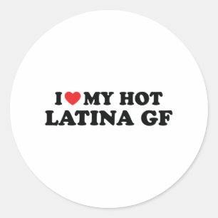 Ich Liebe meine Latina Girlfriend I heart my Latin Runder Aufkleber
