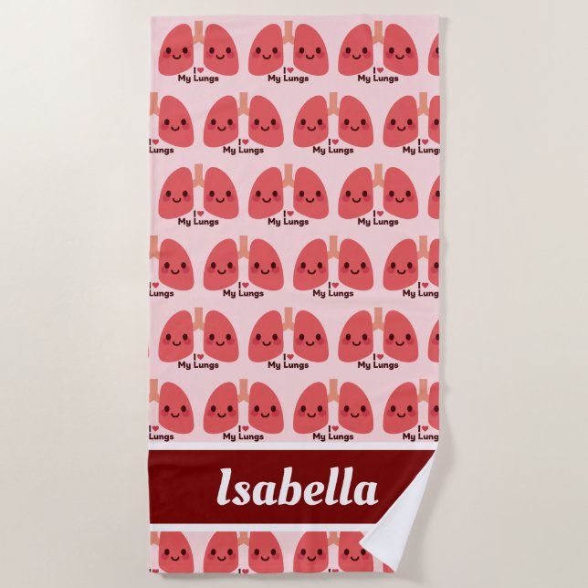 Ich Liebe meine Lunge - Niedlich Lächeln Strandtuch (Vorderseite)