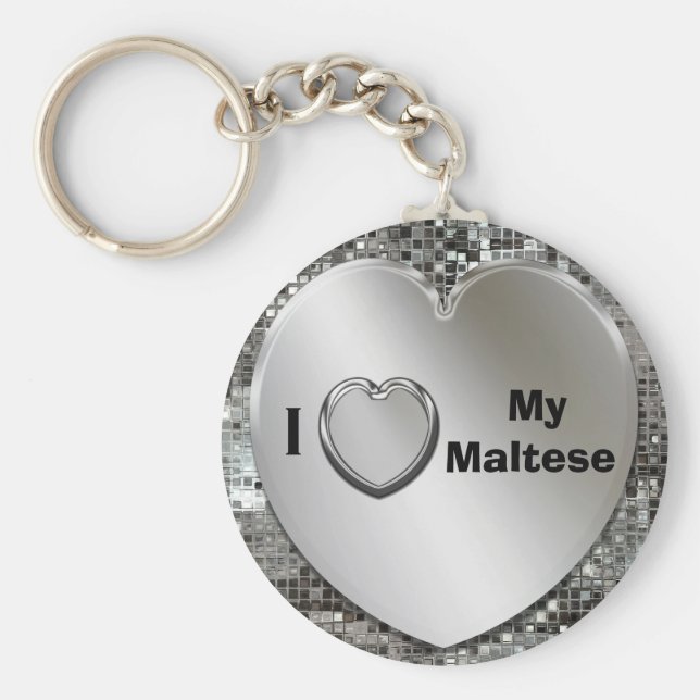 Ich Liebe meine maltesische Herzkette Schlüsselanhänger (Vorne)