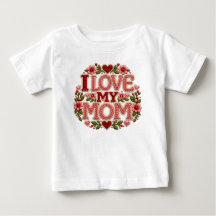 Ich liebe meine Mama Blumen Herz Baby Weiße T-Shir