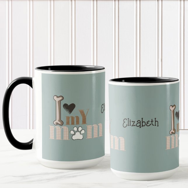 Ich Liebe meine Mama Hund Paw Herz Tasse (I LOVE MY MOM is the cutest mug...from doggy to mommy. And personalize it with your name!)