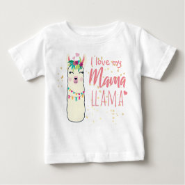 Ich Liebe meine Mama Llama Niedlich Girls Rosa Gol Baby T-shirt