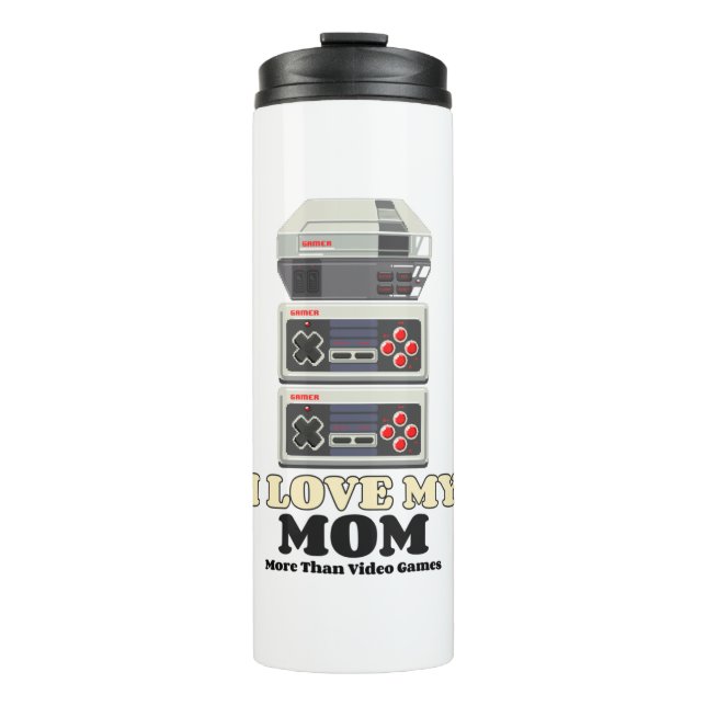Ich Liebe meine Mama mehr als Videospiele Thermosbecher (Vorderseite)