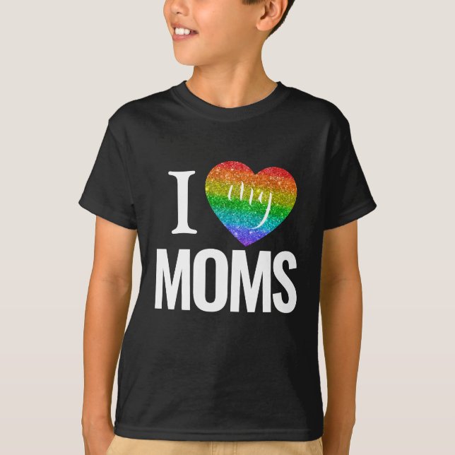 Ich Liebe meine Mamas | Farbenfroher Regenbogen He T-Shirt (Vorderseite)