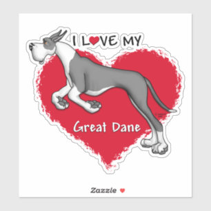 Ich Liebe meine Mantle Great Dane Aufkleber