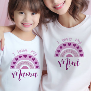 Ich liebe meine Mini Boho Regenbogen passende Mama T-Shirt
