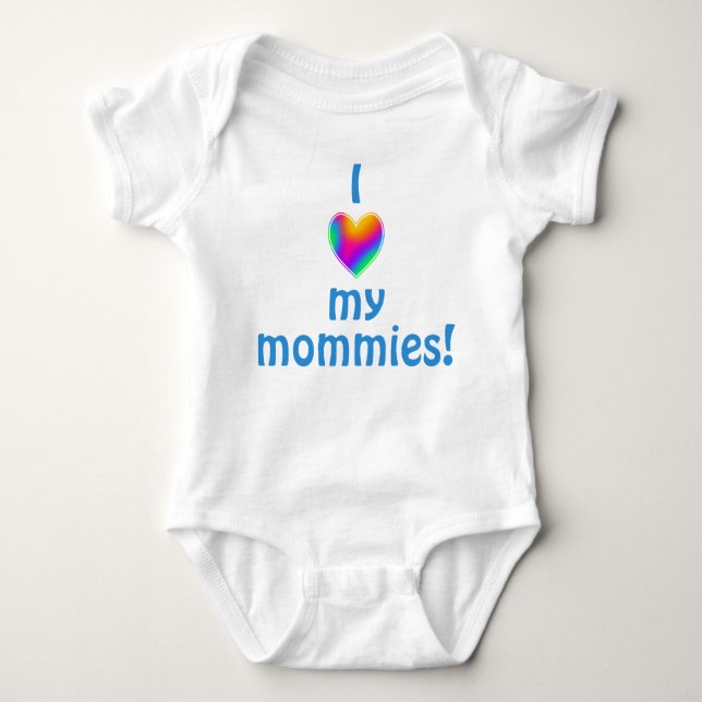 Ich Liebe meine Mommies Rainbow Heart Baby Bodysui Baby Strampler (Vorderseite)