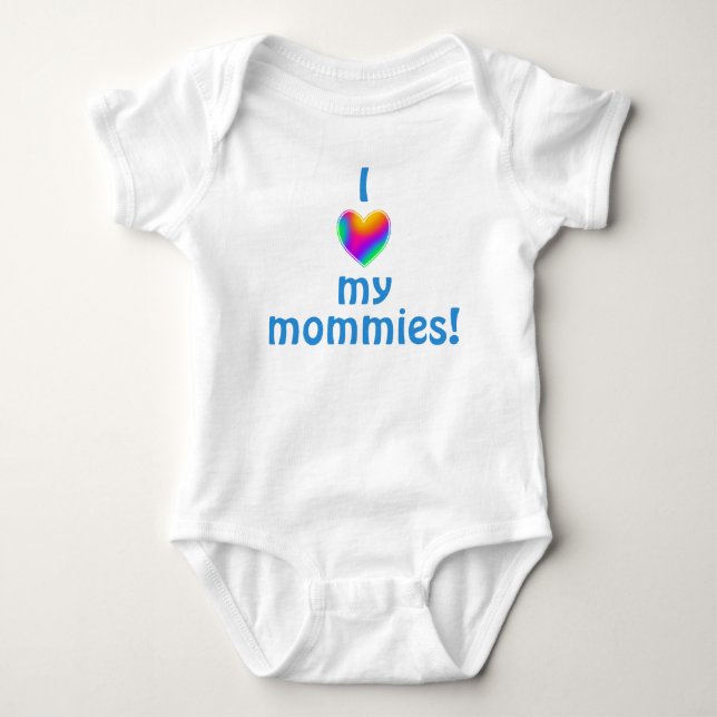 Ich Liebe meine Mommies Rainbow Heart Baby Bodysui Strampler (Vorderseite)