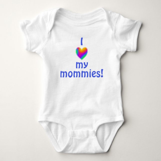 Ich Liebe meine Mommies Rainbow Heart Baby Bodysui Strampler (Vorderseite)