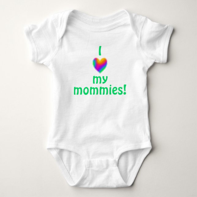 Ich Liebe meine Mommies Rainbow Heart Baby Bodysui Strampler (Vorderseite)