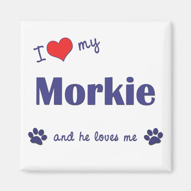 Ich Liebe meine Morkie (Männerhund) Magnet (Vorne)