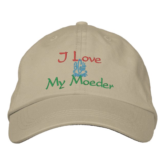 Ich Liebe meine Mutter in Afrikaans Khaki Bestickte Baseballkappe (Vorderseite)