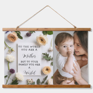 Ich liebe meine Mutter Muttertags-Blumen-Andenken Wandteppich Mit Holzrahmen