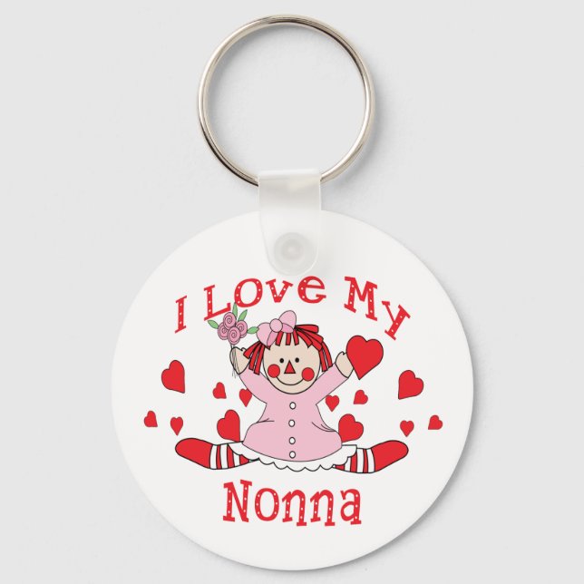 Ich Liebe meine Nonna Rag Puppe & Herz Schlüsselanhänger (Vorderseite)