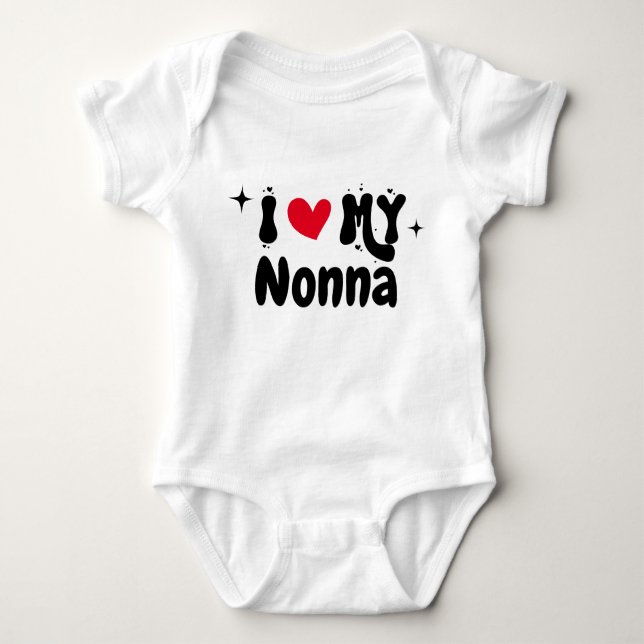 Ich Liebe meine Nonna Retro Stars individuell anpa Baby Strampler (Vorderseite)