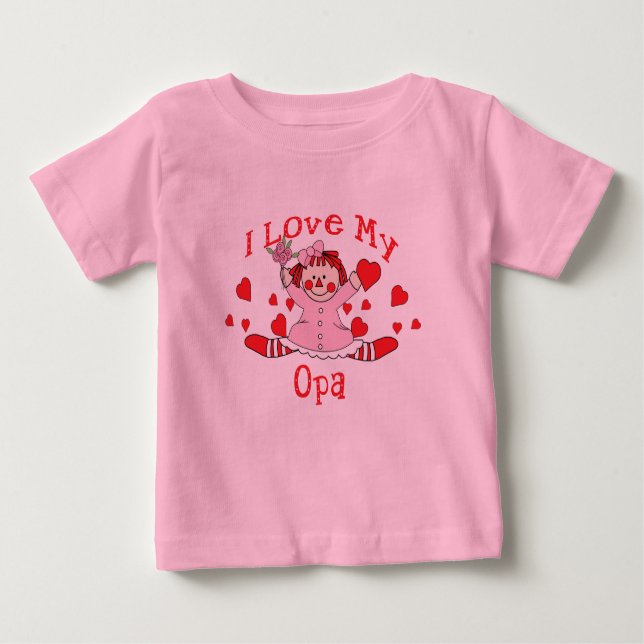 Ich Liebe meine Opa Rag Puppen & Herzen Baby T-shirt (Vorderseite)