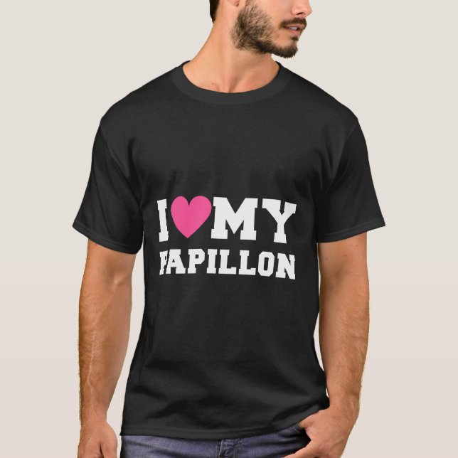 Ich Liebe meine Papillon Hunde T-Shirt (Vorderseite)