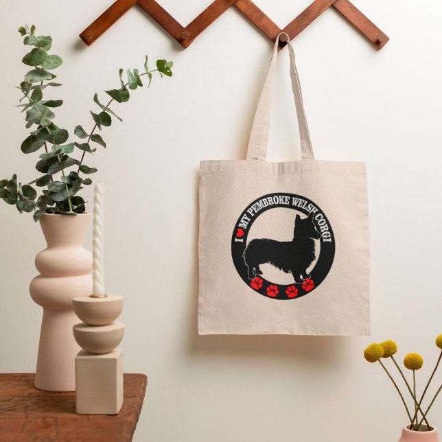 Ich Liebe meine Pembroke Welsh Corgi Tote Tasche (Von Creator hochgeladen)