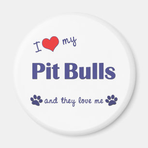 Ich Liebe meine Pitbullen (mehrere Hunde) Magnet
