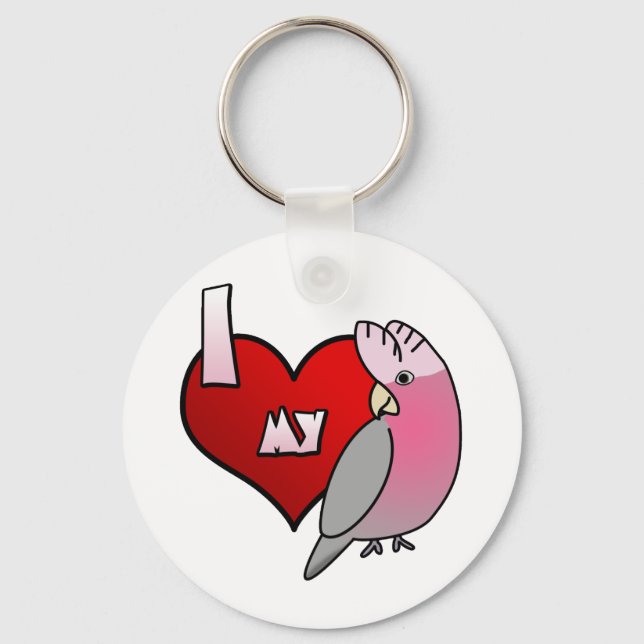 Ich Liebe meine Rose gebrochen Cockatoo-Schlüssela Schlüsselanhänger (Vorderseite)