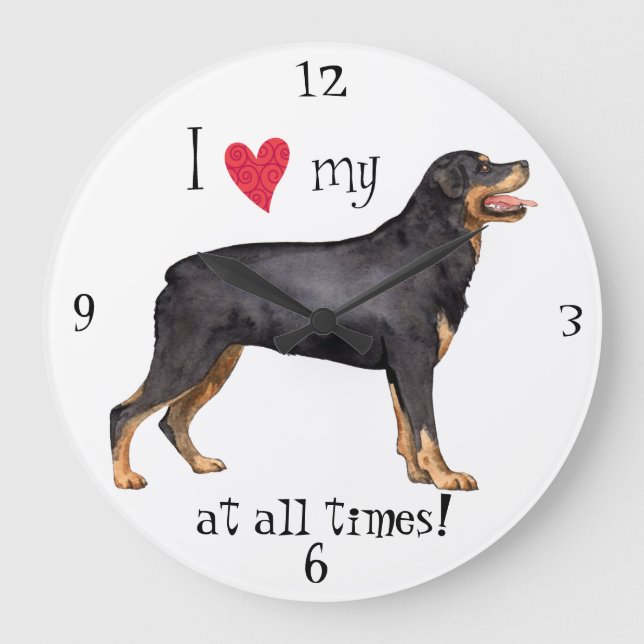 Ich Liebe meine Rottweiler Große Wanduhr (Vorderseite)