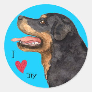 Ich Liebe meine Rottweiler Runder Aufkleber