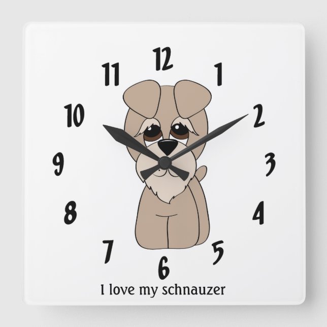 Ich Liebe meine Schnauzer-Wall-Uhr Quadratische Wanduhr (Vorderseite)