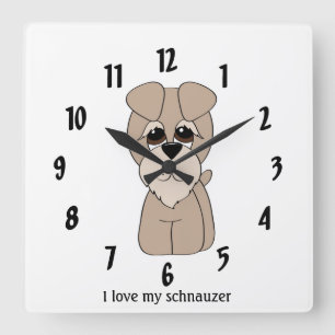 Ich Liebe meine Schnauzer-Wall-Uhr Quadratische Wanduhr