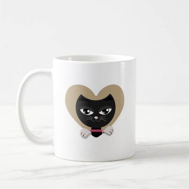 Ich Liebe meine schwarze Katze Kaffeetasse (Links)