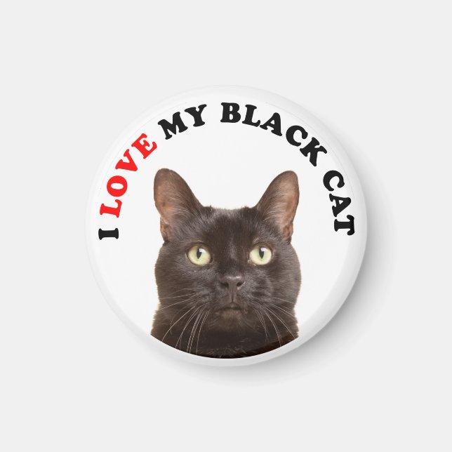 Ich Liebe meine schwarze Katze Magnet (Vorne)